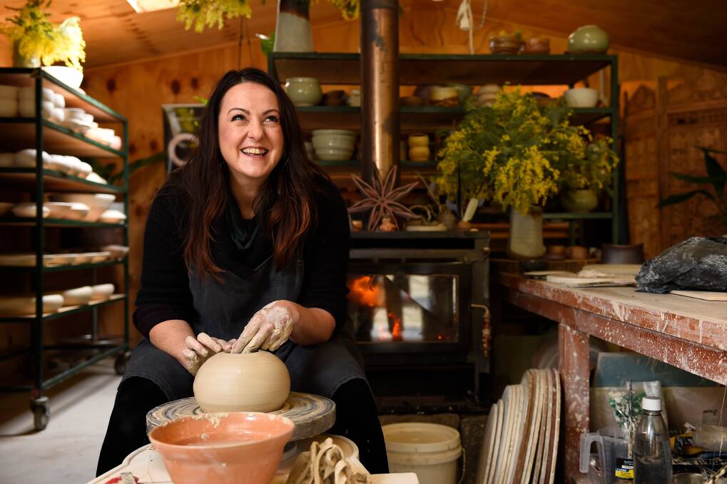 IN THE STUDIO: Ceramicist Kim Haughie is opening her studio for Australian Ceramics Open Studios this weekend. Pictures: Adam Trafford 
