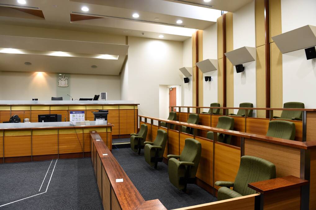 A look inside one of the County Court rooms in Ballarat, where rennovations were completed to create socially distanced seating for jury members. 