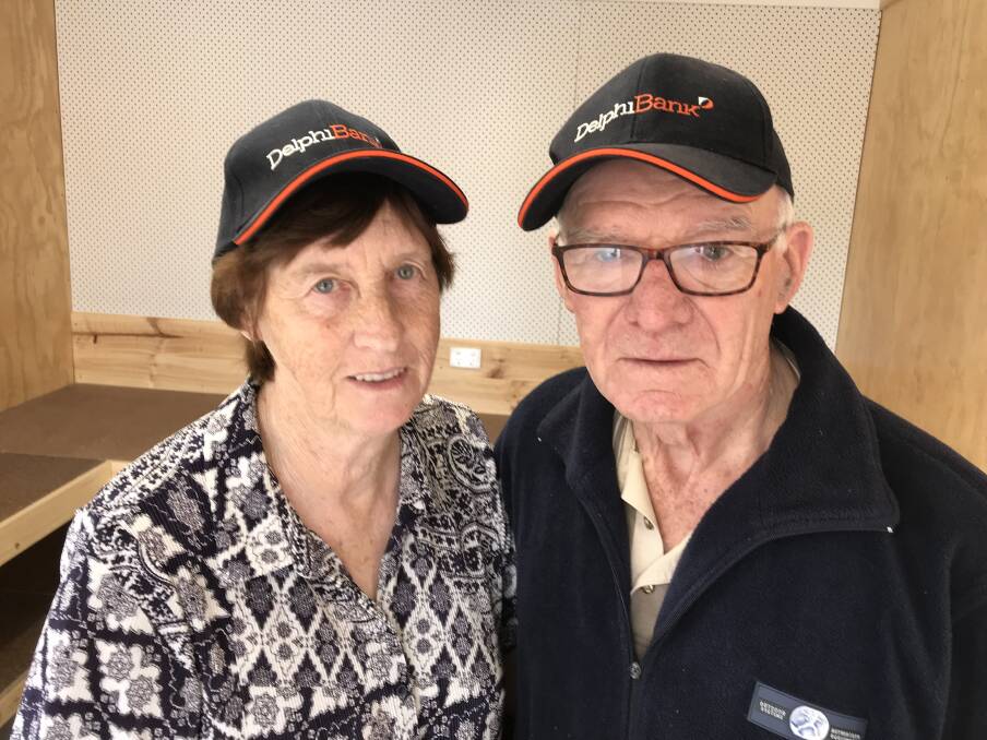 Jeanette Evans visits her husband Eddie Evans, who is a resident of BUPA Ballarat, for the opening of the men's shed. Picture: Rochelle Kirkham 
