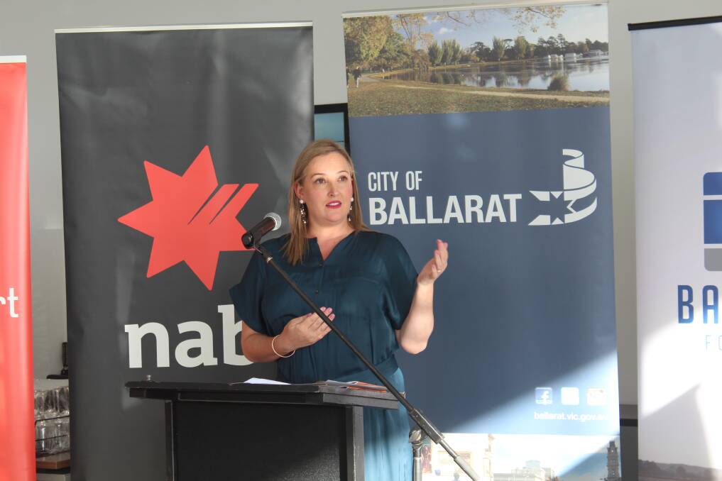 Plate Up Ballarat director Kate Davis speaks at the festival's calendar launch. 