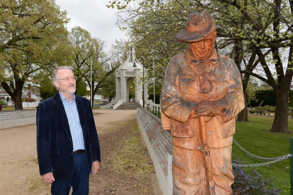 REMEMBER: Pyrenees Shire Library Services co-ordinator Peter O'Rourke at the Beaufort Memorial Garden in preparation to commemorate the centenary of the Armistice. Picture: Kate Healy 