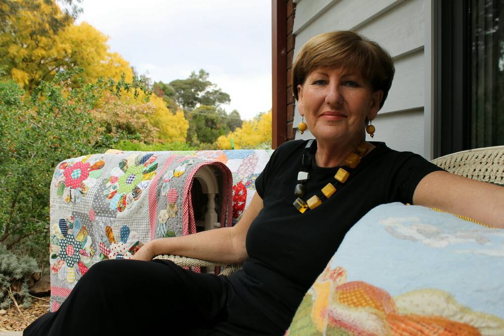 Quilts, chairs, cushions... Christine Lethlean creates art by stitching. Picture: Rochelle Kirkham 