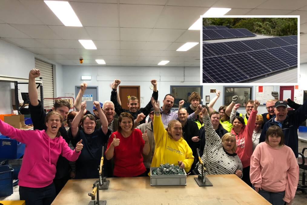 COMMUNITY POWER: McAllum Disability Services celebrates the announcement of funding to install solar panels and reduce energy costs. 