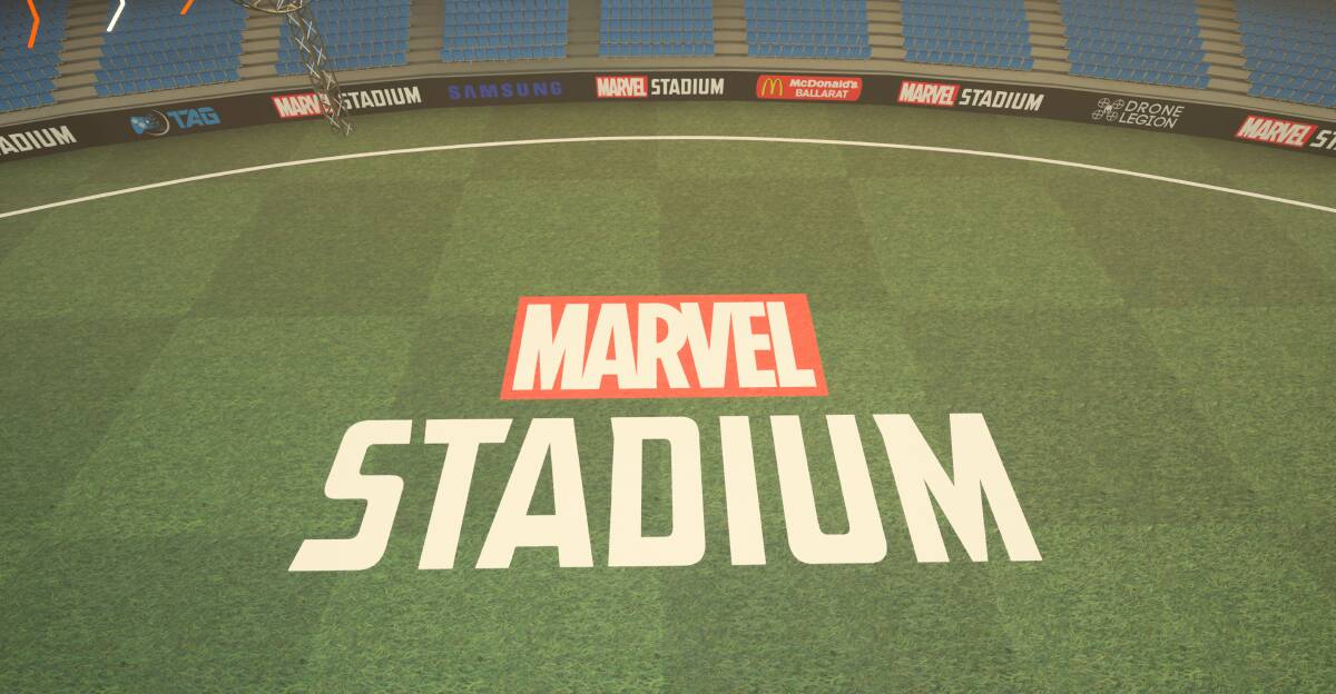 Marvel Stadium recreated in Drone Legion. Picture: Dark Shadow Studios