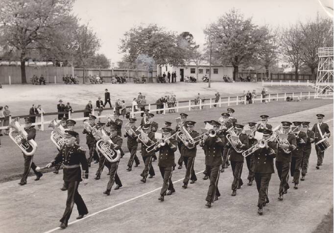 BACK IN TIME: The Ballarat Soldiers' Band performs at the Royal South Street Quickstep Competition in the 1950s. Picture: Norm Newey Archive