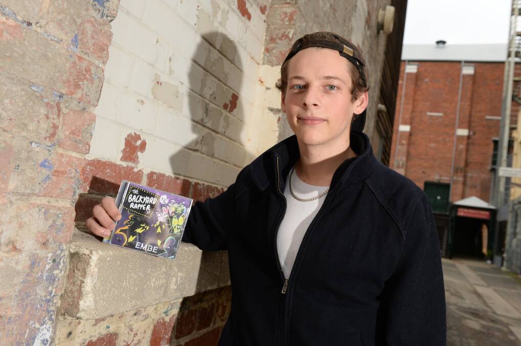 DEBUT: Ballarat rapper Mitch Burgess, who goes by the stage name EMBE, has his sights set on bigger stages after the April release of his debut and intimately personal EP The Backyard Rapper. Picture: Kate Healy
