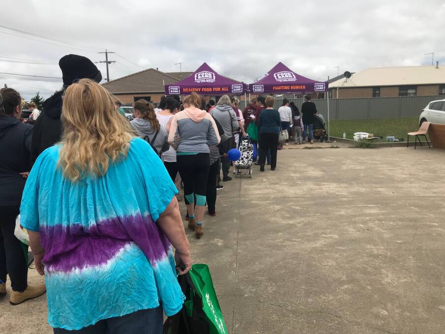Hundreds of families queue for food relief at Foodbank market