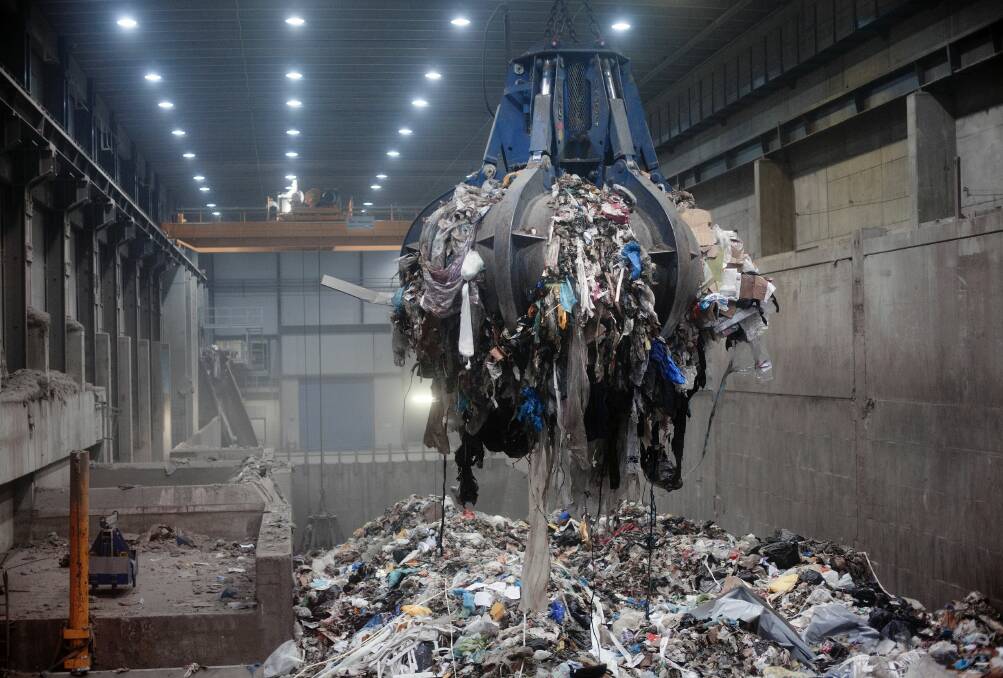 Trash awaits incineration inside a waste to energy plant in Norway. 