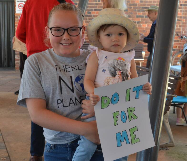 YOUNG VOICES: Taneisha Clark and Ava Iglesias joined the rally in Maryborough in January and called for their council to declare a climate emergency. Picture: Supplied 