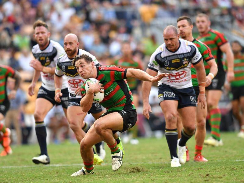 Cameron Murray (centre) has been dynamic for Souths in 2019 and is in Origin contention for NSW.