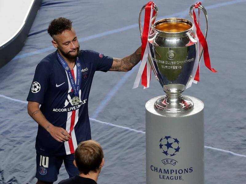 Neymar can touch the Champions League trophy but not lift it after Bayern beat PSG 1-0.