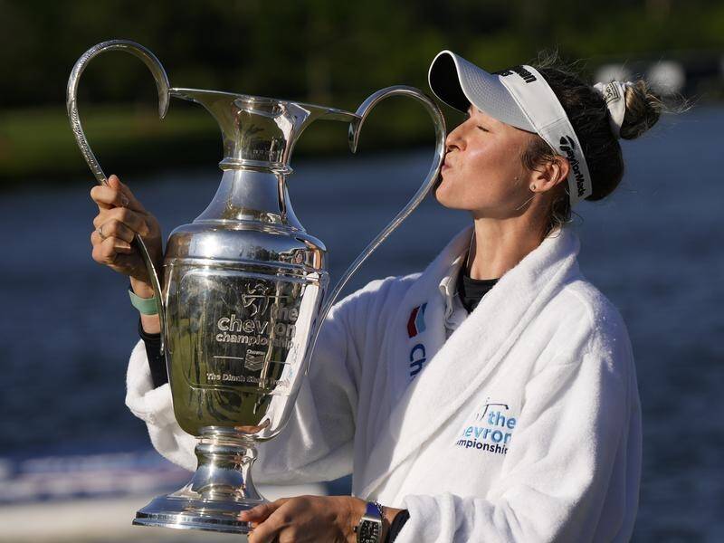 Nelly Korda is to take a break after winning the Chevron Championship, her fifth straight title. (AP PHOTO)