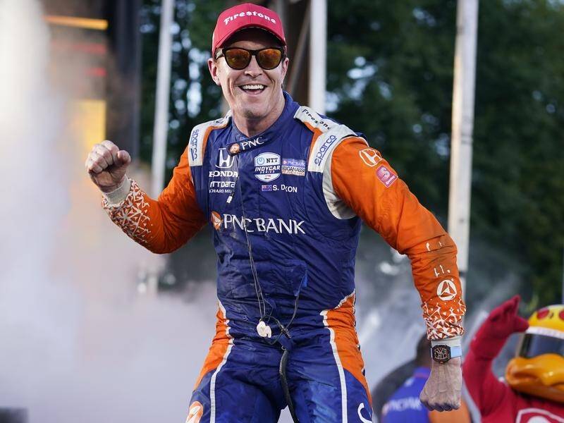 New Zealand's Scott Dixon celebrates in Nashville after winning his 53rd IndyCar race. (AP PHOTO)