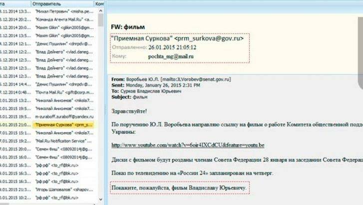 Hacked emails that purport to discuss the destabilisation of the Kharkiv region of Ukraine. Photo: informnapalm.org