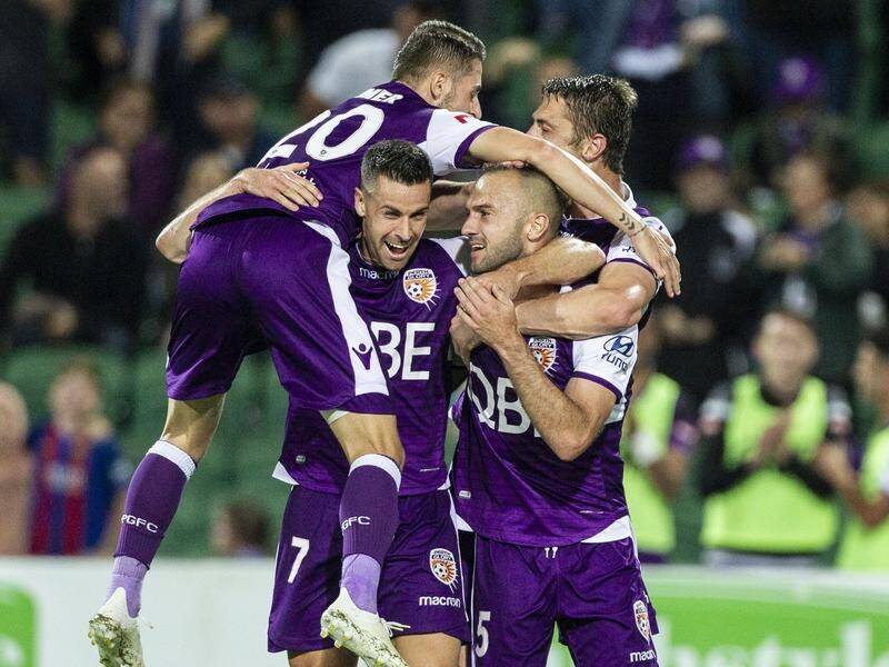 Perth Glory have secured A-League's Premiers Plate with a 1-0 win over Newcastle.