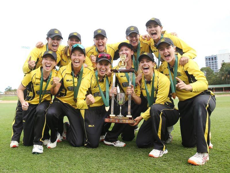 Western Australia celebrate with their WNCL title win over NSW at North Sydney Oval.