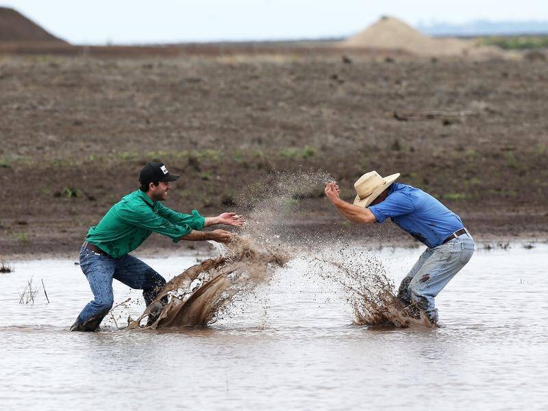 Liverpool Plains farmers James Pursehouse and Jock Tudgey welcomed the rain, but say more is needed.
