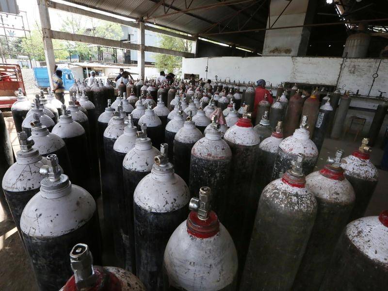 New Delhi's government says major government hospitals have almost run out of oxygen supplies.