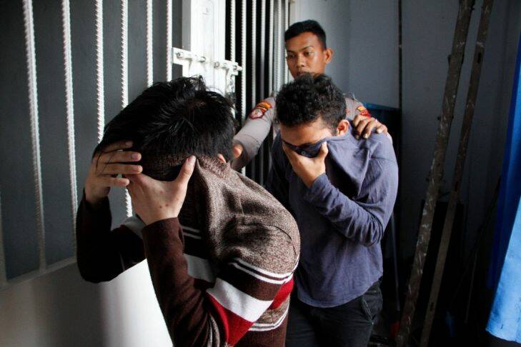Two men were today sentenced to 85 lashes of the cane for having gay sex in Aceh. 17 May 2017. Photo credit: Junaidi Hanafiah Story Jewel Topsfield Photo: Raihal Fajri