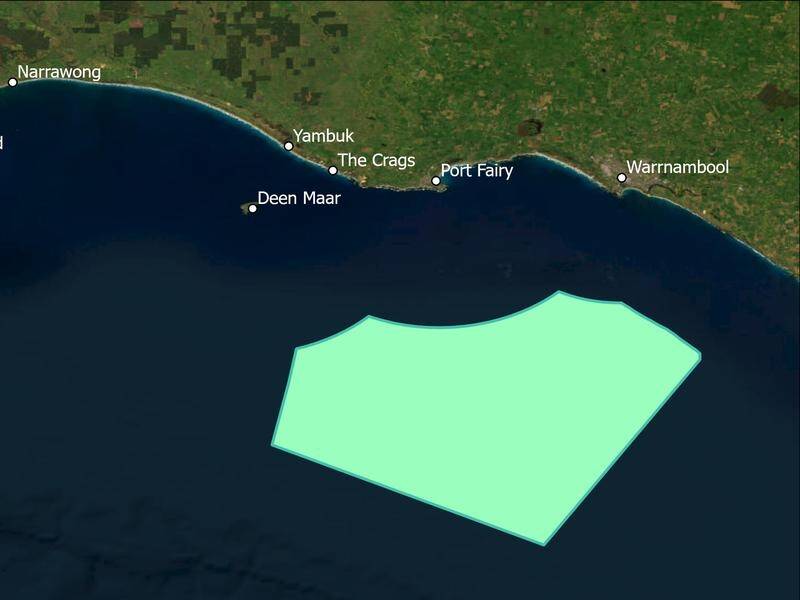 The curtailed offshore wind zone area in the Southern Ocean off western Victoria. (HANDOUT/MINISTER FOR CLIMATE CHANGE AND ENERGY CHRIS BOWEN)