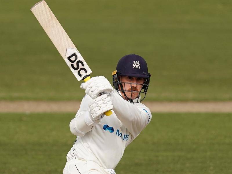 Nic Maddinson on the cusp of a double-century for Victoria in the Sheffield Shield.