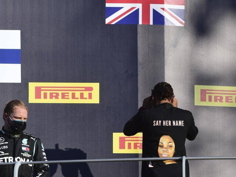 Lewis Hamilton wore a T-shirt bearing the image of Breonna Taylor at the Grand Prix of Tuscany.