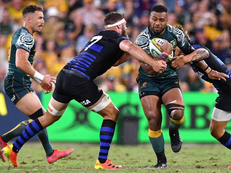 Centre Samu Kerevi was a mighty force in the Wallabies' Rugby Championship win over Argentina.