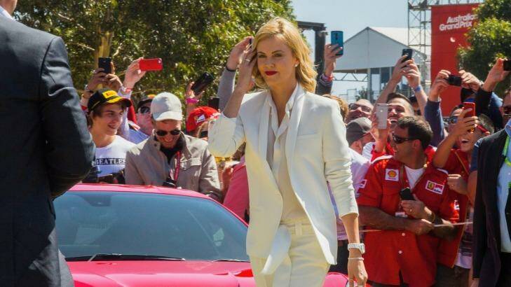 Charlize Theron at the Grand Prix in March, to promote the Capitol Grand apartments. Photo: Chris Hopkins