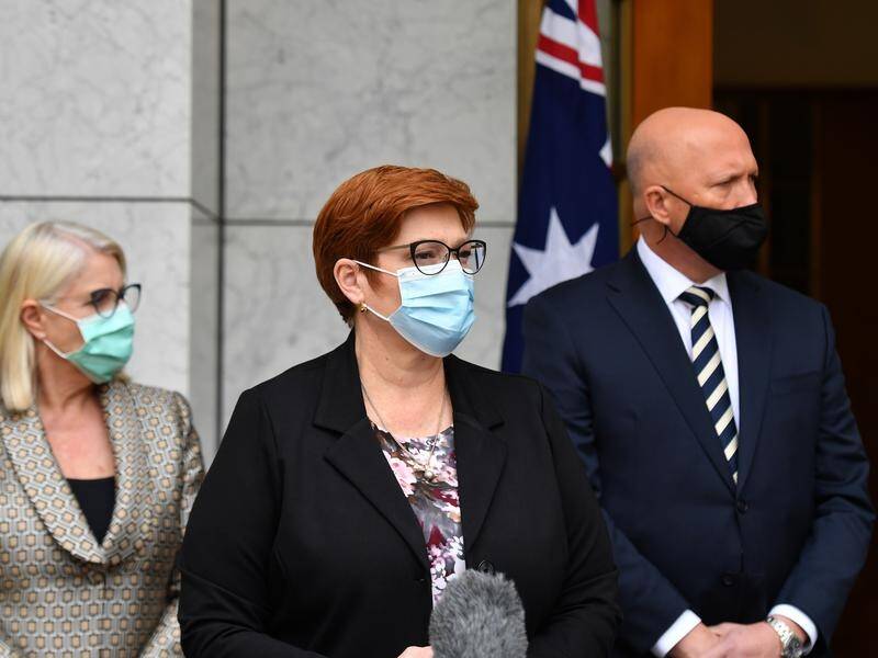 Marise Payne (C) and Defence Minister Peter Dutton(R) will hold talks on climate and security.