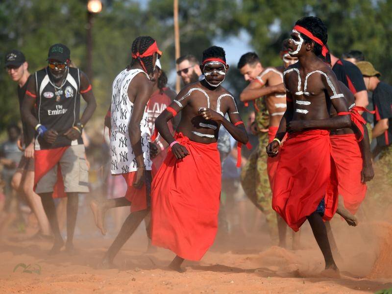 Yolngu clan members from north-eastern Arnhem Land perform during the NT's Garma Festival.