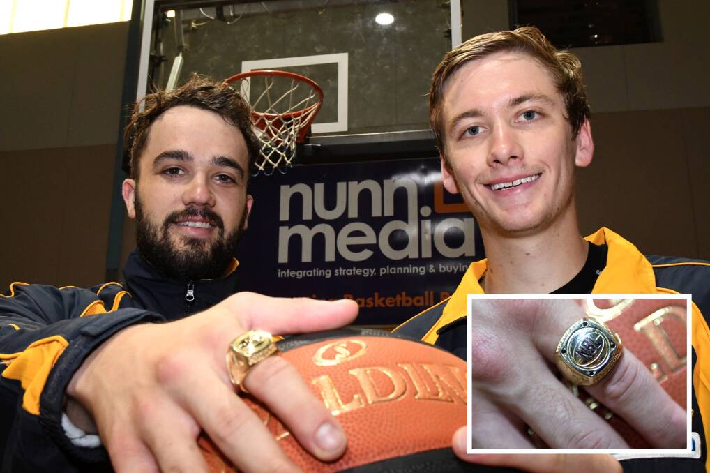 Ballarat Miners Peter Hooley and Sam Short won a National Basketball League championship with Melbourne United. Picture: Lachlan Bence