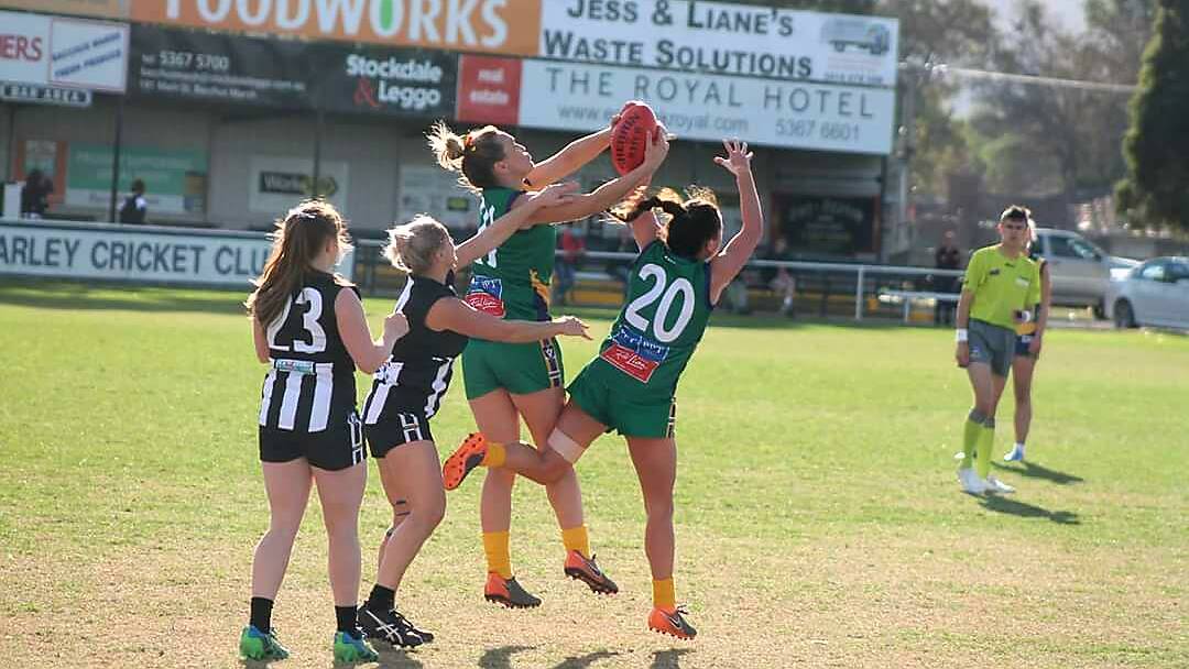 HISTORIC MOMENT: Lake Wendouree put together a four-quarter effort to get the job done against Darley in AFL Goldfields Women's Competition. Picture: Lee Goudie