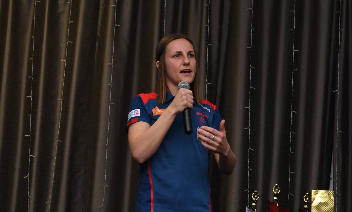 INSPIRATION: Melbourne AFL Women’s player Karen Paxman was the guest speaker at Tabcorp Park and shared her experiences at the highest level. Picture: Lachlan Bence