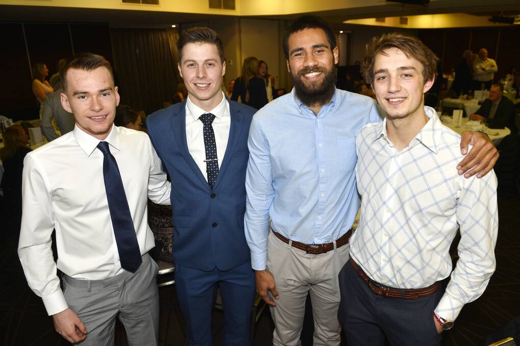 JOB AHEAD: Ballarat Miners Tristan Fisher, Nic Pozoglou, Josh Fox and Ross Weightman enjoyed the night off ahead of their finals campaign kicking off on Saturday.