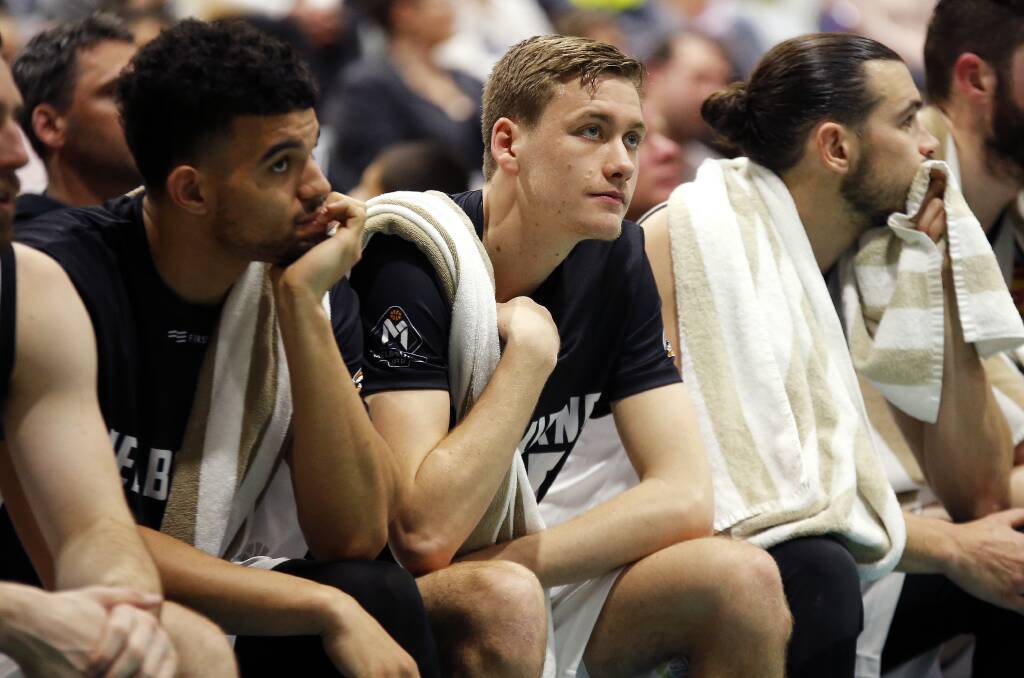 FAMILIAR FACE: Minerdome favourite Sam Short sits on the bench during Melbourne United's pre-season game against the Brisbane Bullets. Picture: Dylan Burns