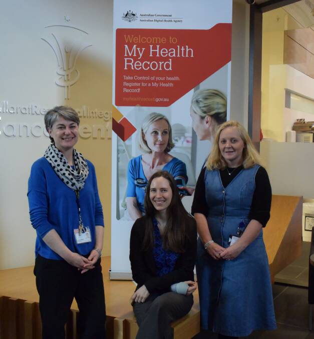 MY HEALTH RECORD: Pauline Basilio, Elyse Galt and Kate Nolan from Ballarat Health Services are leading the My Health Record opt in trial. Picture: Siobhan Calafiore