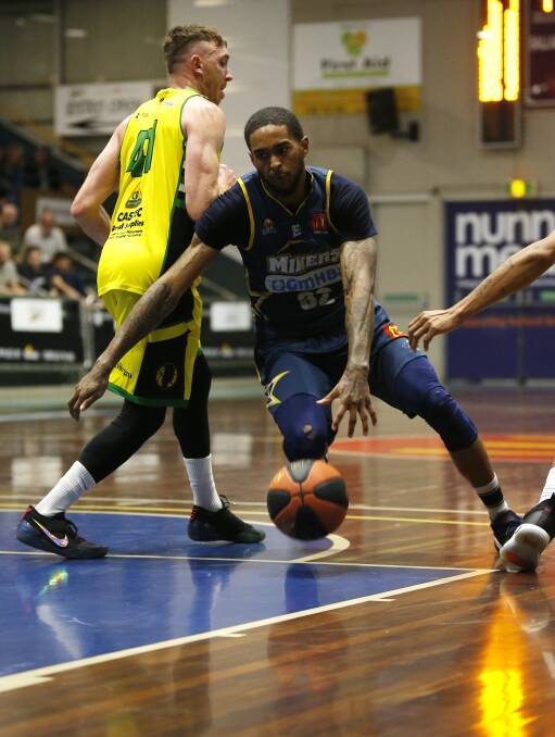 SIDELINED: Star player Davon Usher, pictured playing during last week's loss to Mount Gambier at the Minerdome, is not sure whether he will return to the court for the Ballarat Miners. Picture: Dylan Burns 