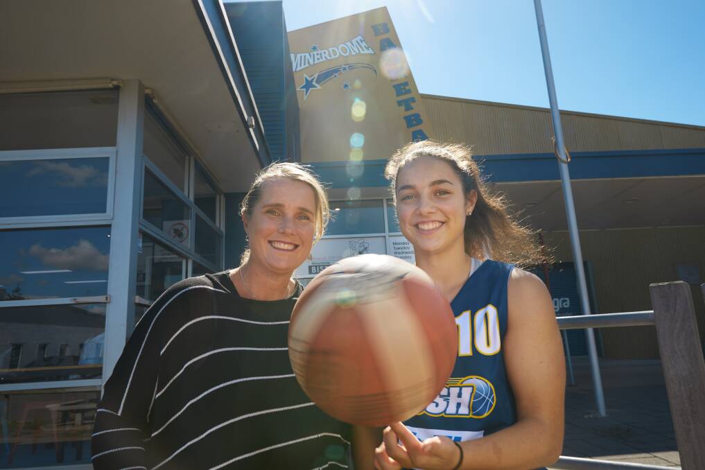 RISING STAR: Mother Kelly and basketball up-and-comer Georgia Amoore in front of the Minerdome stadium. Picture: Luka Kauzlaric