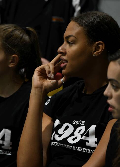 Liz Cambage remained on the sidelines. Picture: Lachlan Bence