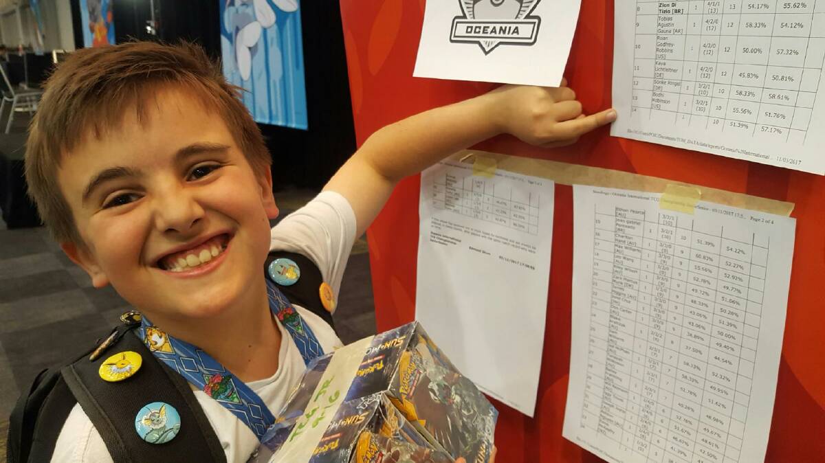 EXCITED: Ethan Pearce only got into the card game at Christmas last year when he took part in Guf Ballarat tournaments. They are held every Sunday.