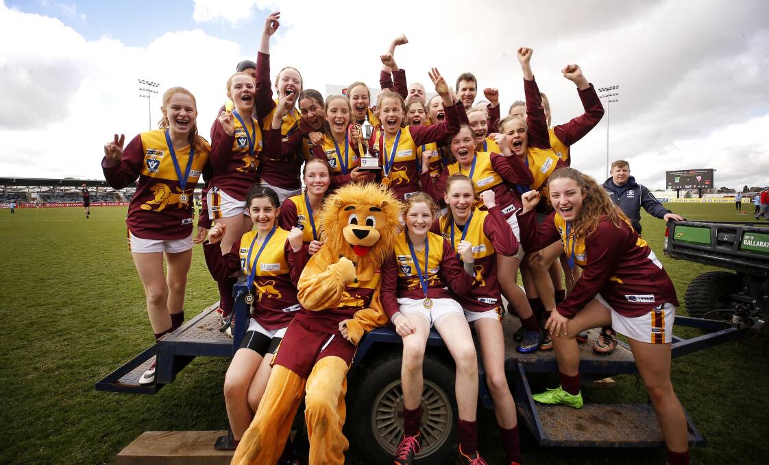 FULL OF JOY: Redan was the first team on the day to claim silverware after winning the AFL Goldfields Under-15 Youth Girls grand final. 