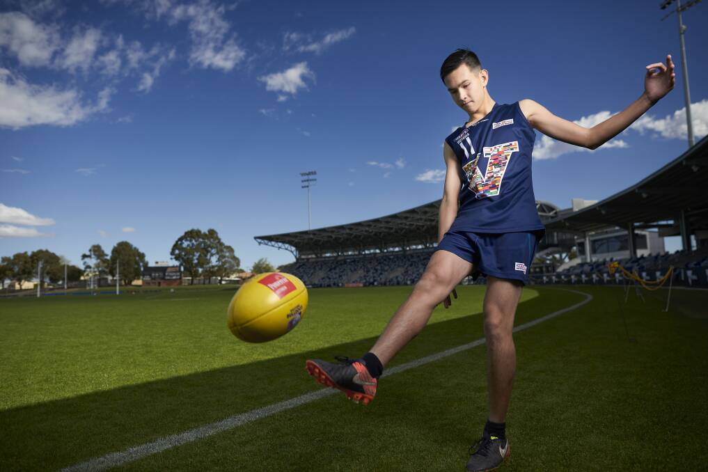 YOUNG TALENT: Kento Dobell will play on a national stage as he chases an AFL dream. The 15-year-old moved to Australia when he was seven and fell in love with the game. Picture: Luka Kauzlaric