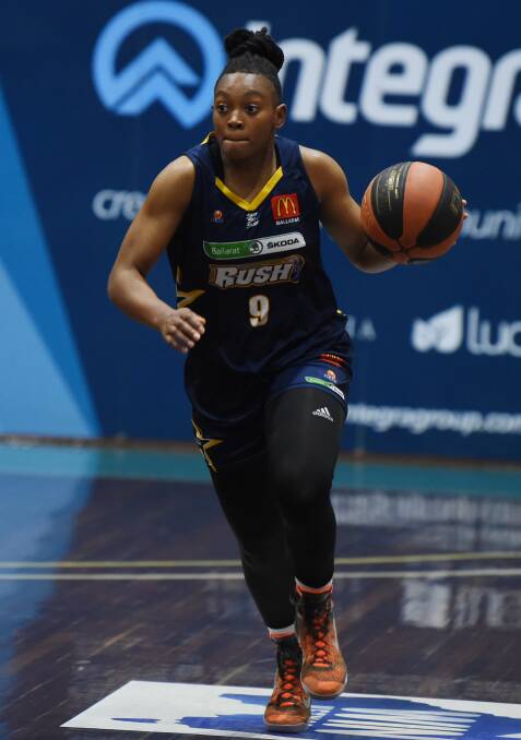 BATTLING: Import Courtney Williams dribbles the ball down the court in the round 12 South East Australian Basketball League clash at the Minerdome. Pictures: Kate Healy