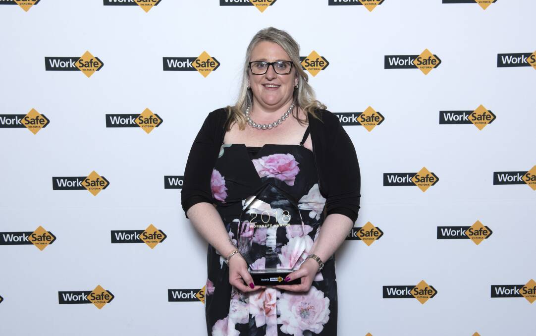  City of Ballarat's Stacey Guy with her WorkSafe award on Thursday night. Picture: Supplied