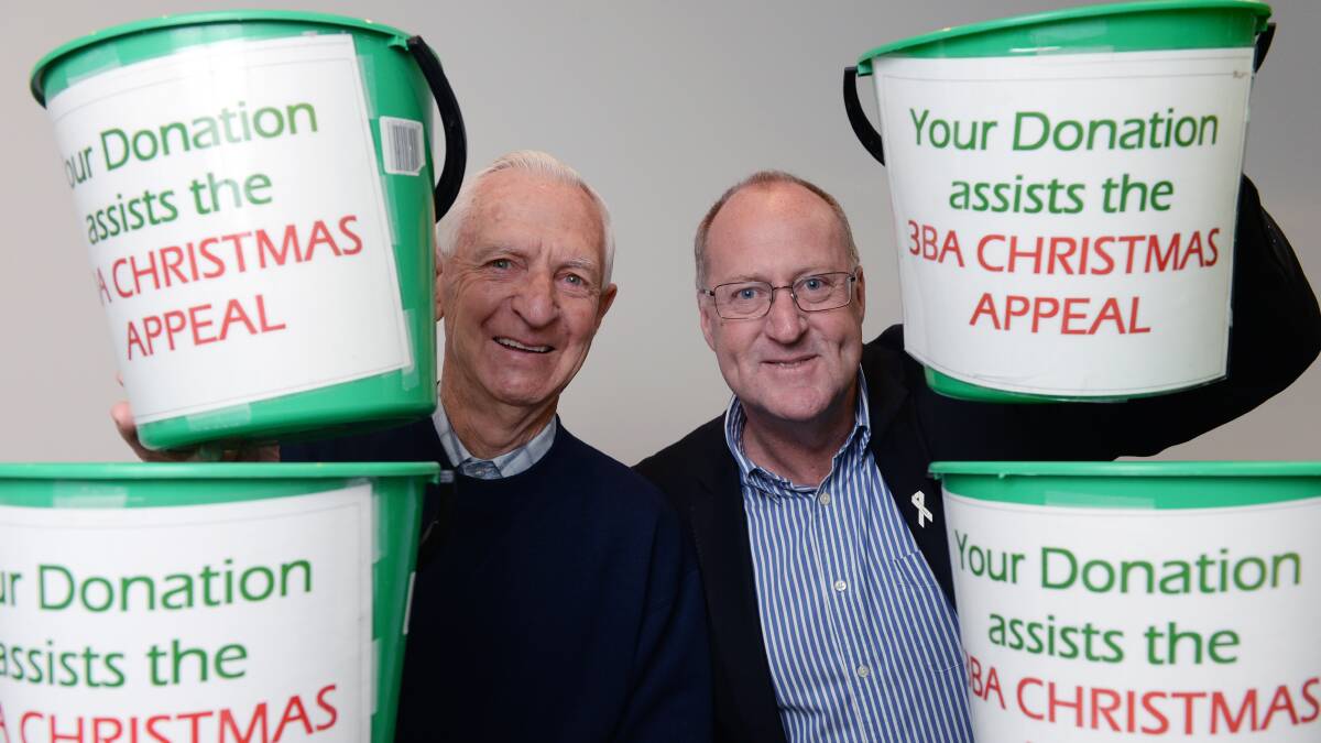 Peter Caligari and Neville Ivey for the launch of the 2016 3BA Christmas Appeal. Picture: Kate Healy