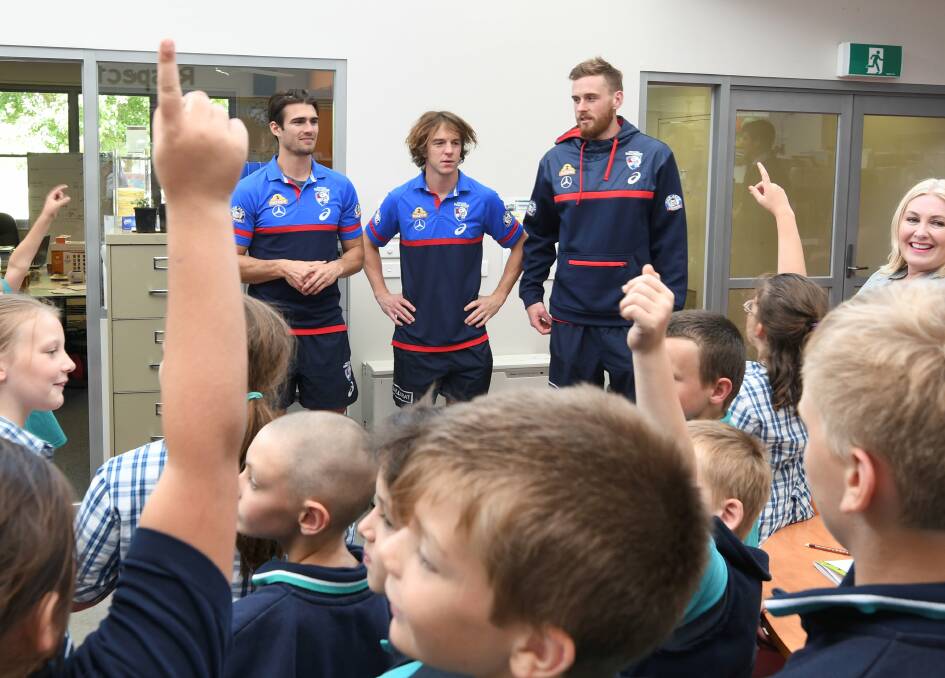 Players visit Yuille Park Community College. Picture: Lachlan Bence