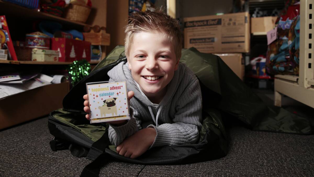 RECOGNISED: Ballarat youngster Jake Sbardella sold advent calendars to raise money to buy swag beds for homeless people. Picture: Luka Kauzlaric 