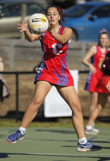 YOUNG GUN: Kira Howard of the Burras in action during the Central Highlands Netball League A-grade semi final against Buninyong. Pictures: Dylan Burns