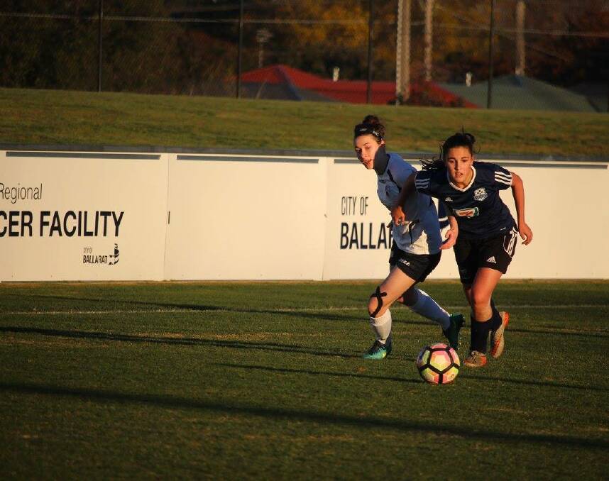 LEADER: Eureka Strikers' Natalie Barbara, pictured playing against Lara United in 2017, had two assists and a goal during Sunday's home game at Morshead Park and was selected as player of the match. Picture: Maddy Vranesic