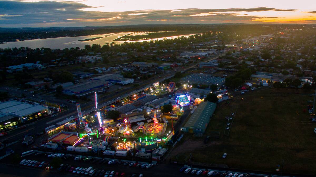 AERIAL VIEW: The lights of the Ballarat Spring Show made for a spectacular sight from the night sky over the weekend. Picture: Skyline Drone Imaging